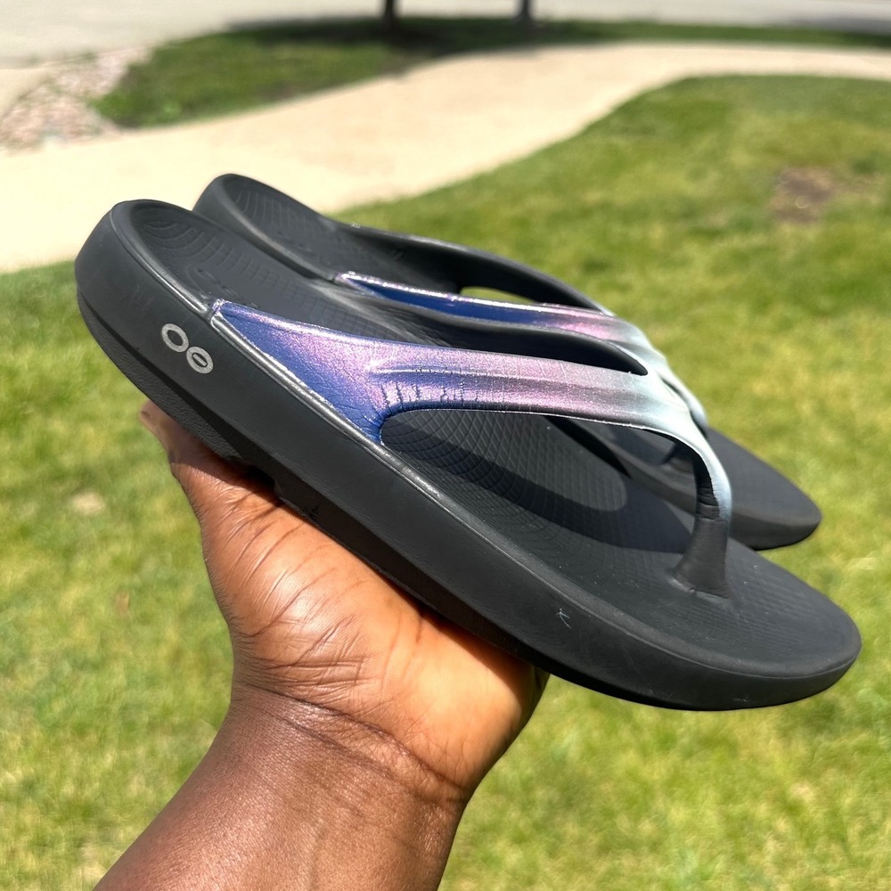 OOFOS OOlala Women's Luxe Limited Edition Thong Comfort Sandals Size 7 Calypso - Picture 8 of 13